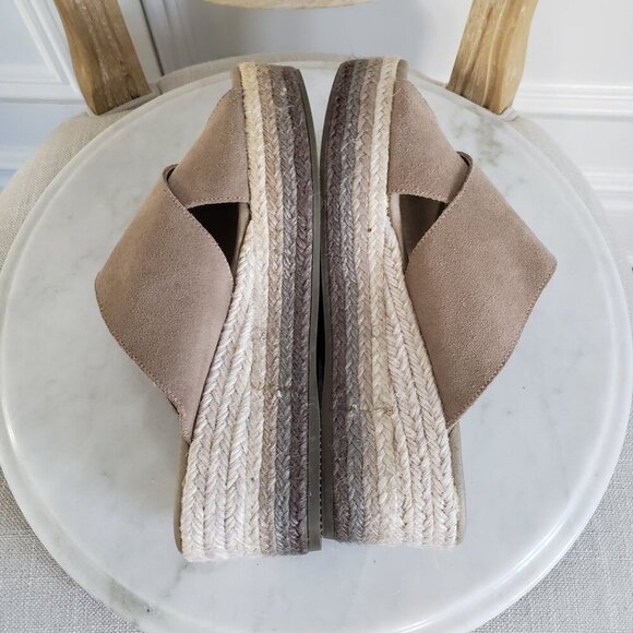 Anthropologie Paseart Tan Suede Boho Cross Strap Ombre Wedge Espadrille Slide 40 - Picture 7 of 16